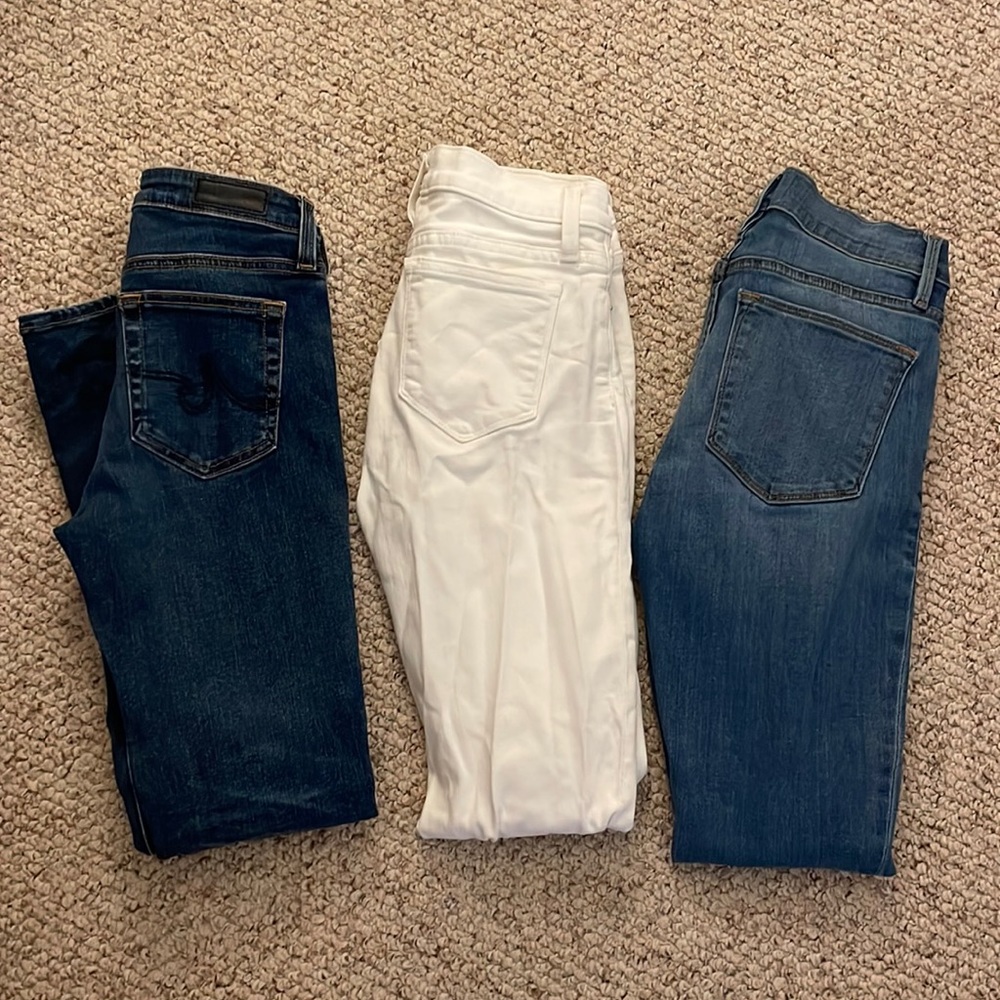All size 25. AG, J Crew, Frame